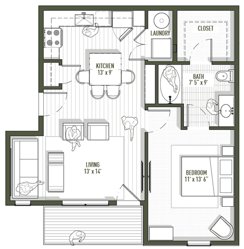 West 8th - 1bd Turquoise